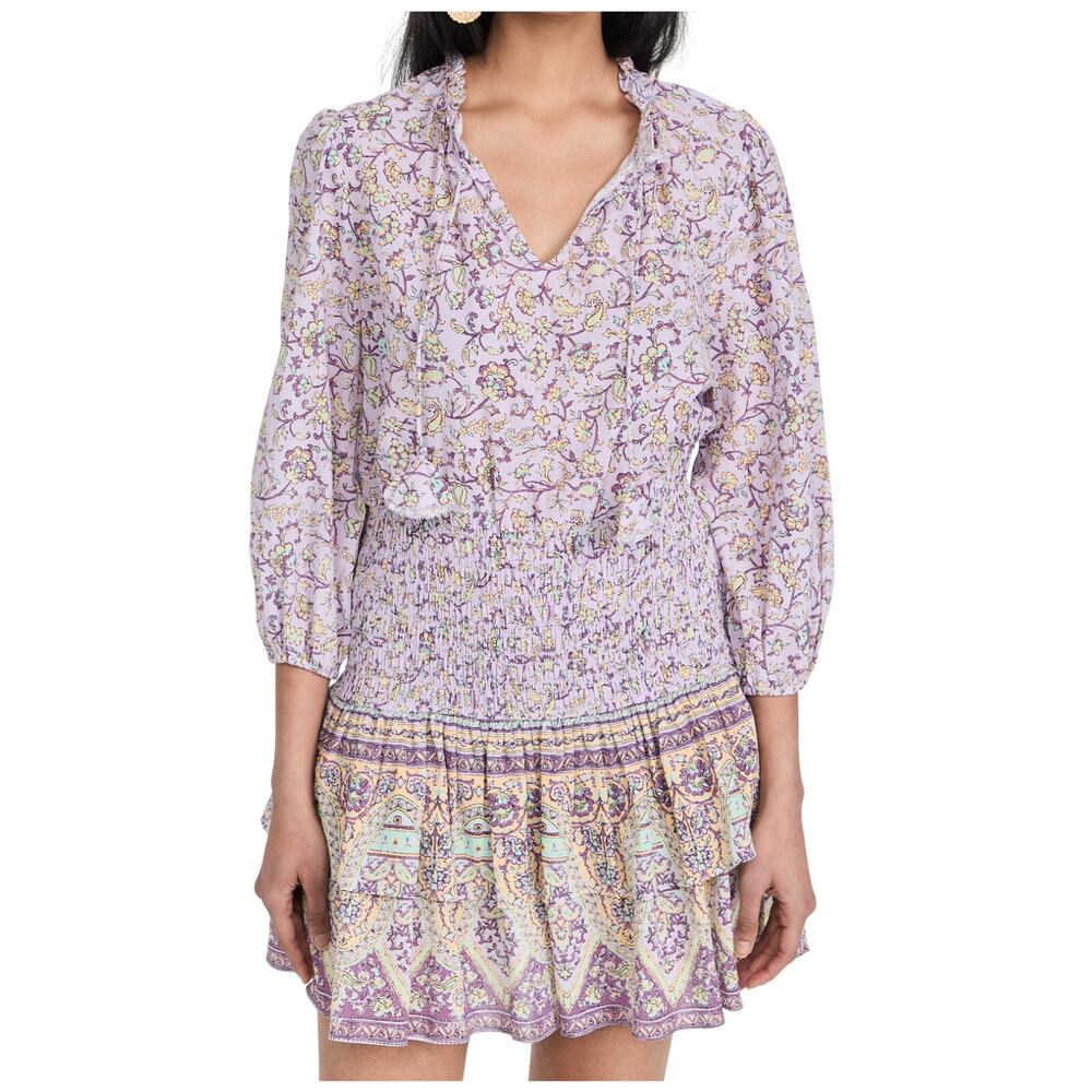 Shoshanna Floral Lavender Beige Ellora Dress Size 0